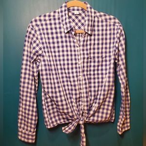 Womens tie front button up